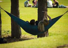 students in hammock